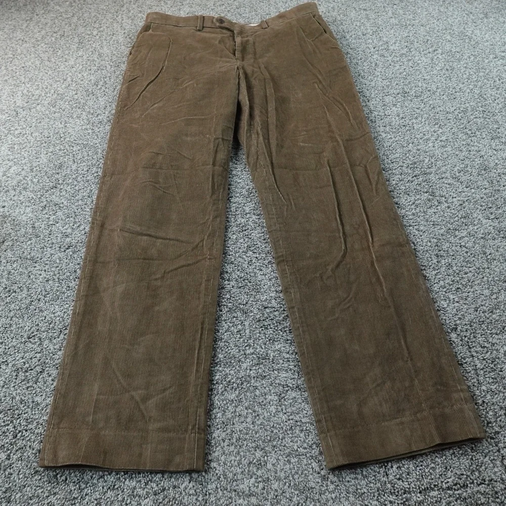 Ralph‎ Lauren Pants Mens 36X32 Brown Corduroy Chino Trouser Flat Front Preppy